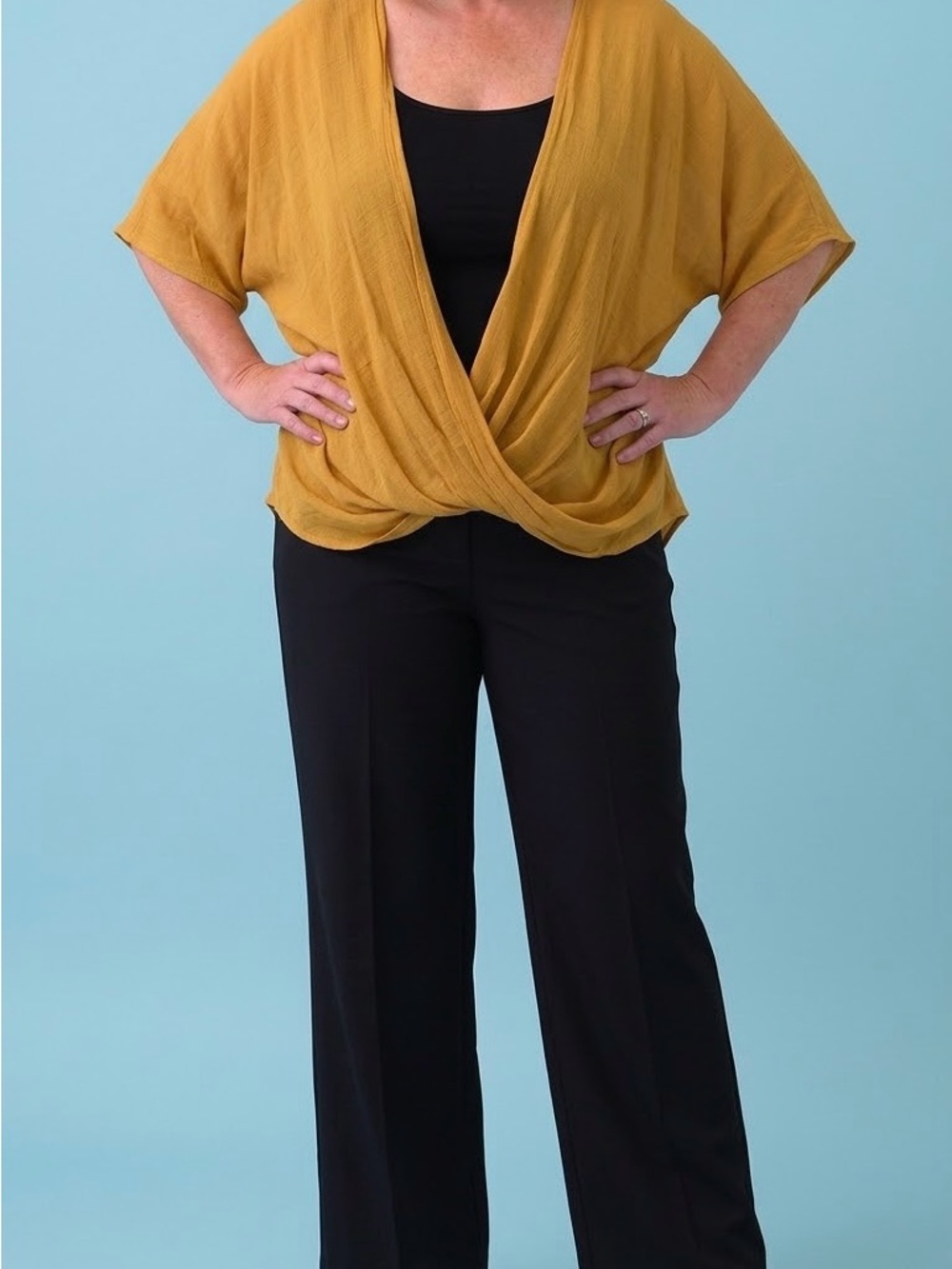 Mustard Wrap-Front Top